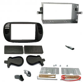 Kit mascherina autoradio 2 DIN Fiat 500 cinquecento nero opaco