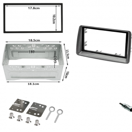 Kit mascherina adattatore autoradio 2 DIN con plancia per FIAT PANDA