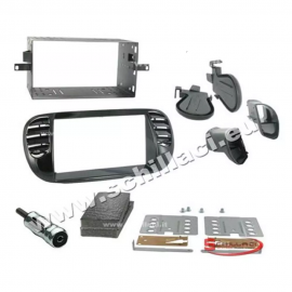 Kit plancia mascherina autoradio 2 DIN Fiat 500 cinquecento nero lucido con bocc